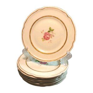 Castleton China Dolly Madison 8 Bread & Buttter Plates Vintage Made in USA Rose